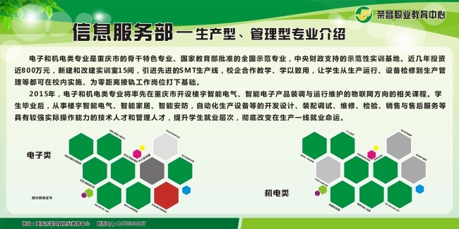 重庆 荣昌 职教 中心 信息 服务部 展板 模板 职教中心 信息服务部 样图 绿色 清新版面 白色