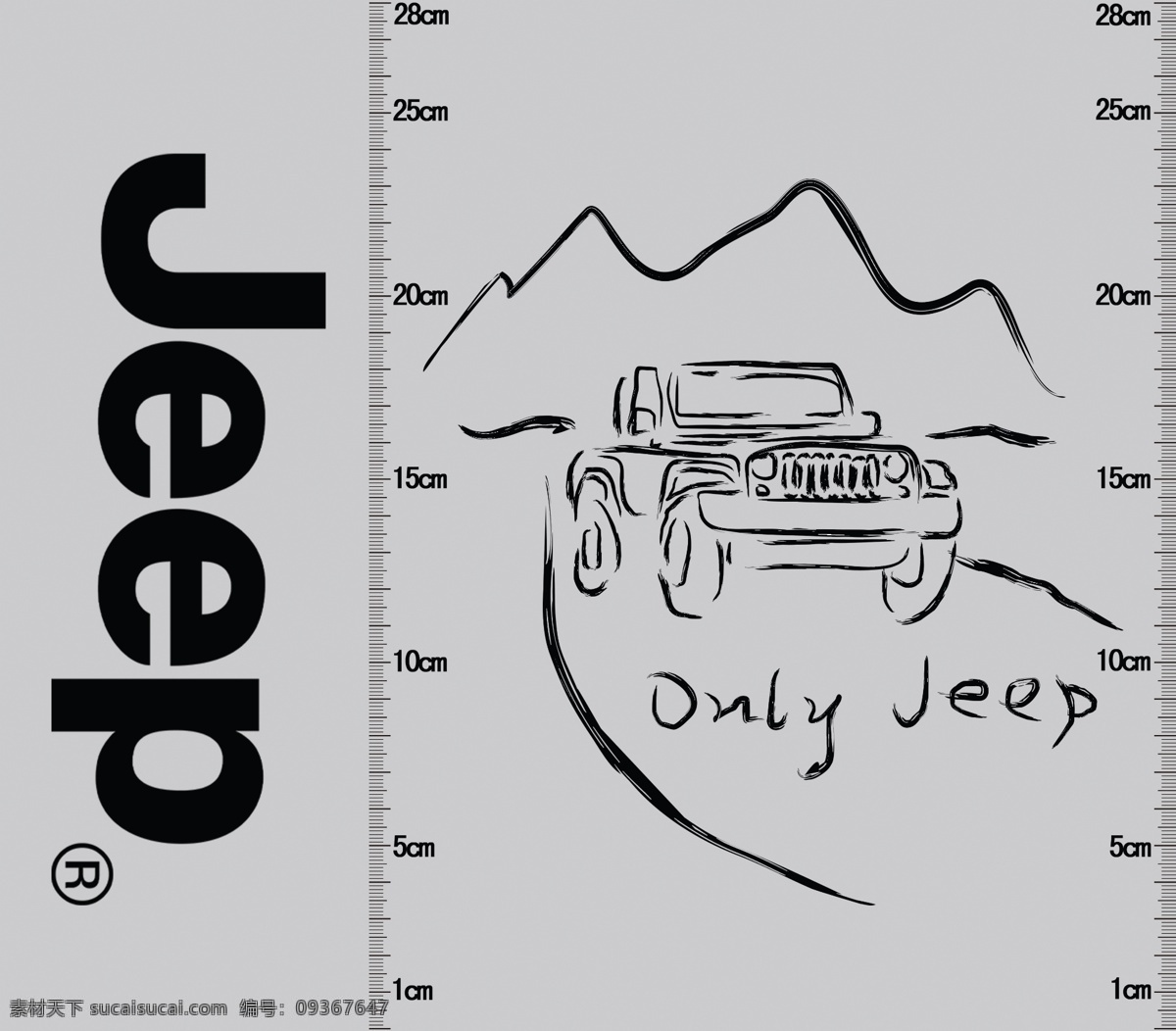 jeep标尺 jeep onlyjeep jeep素描 简 笔画 标尺 刻度 广告设计模板 源文件