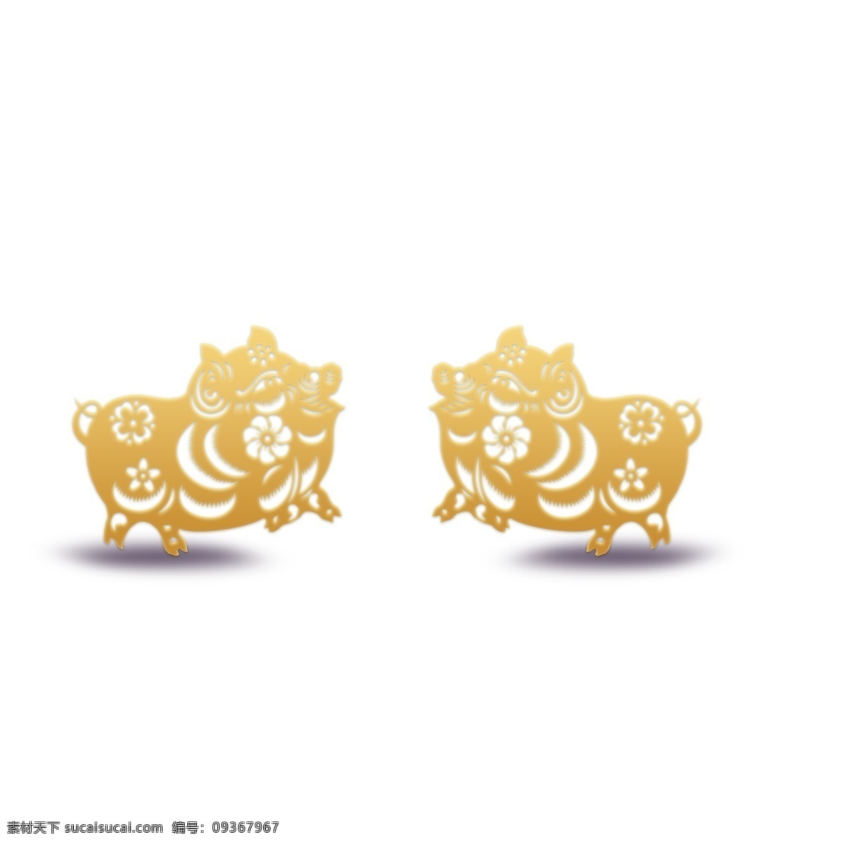 两 只 金 猪 2019 新年 元素 金猪 创意 设计元素 创意元素 手绘元素 猪年素材 猪年大吉 元素装饰 元素设计 psd元素