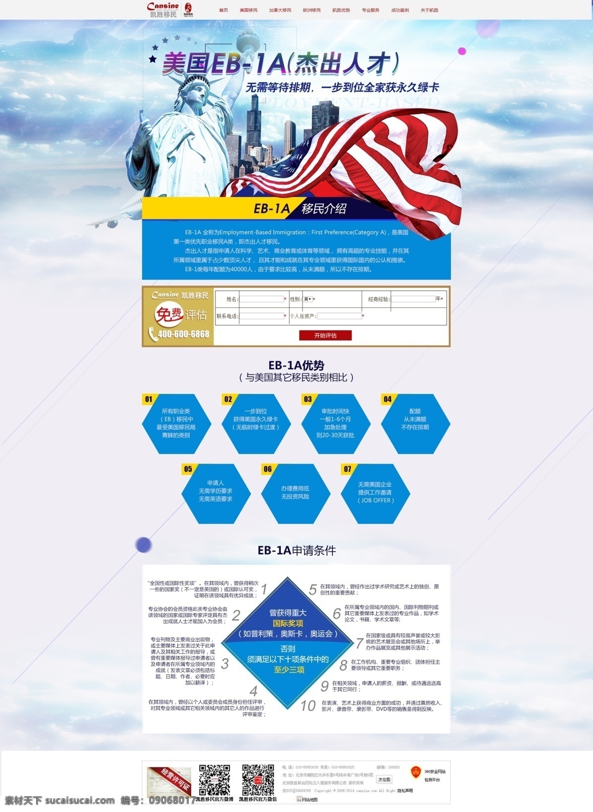 美国 移民 项目 页面 绿卡 eb1