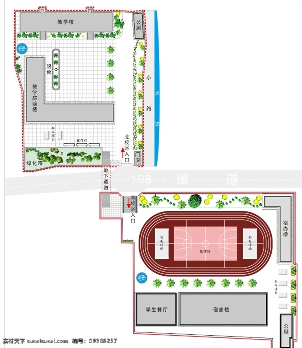 小学平面图 小学 教学楼 超市 操场 校园平面图 单位 展板模板