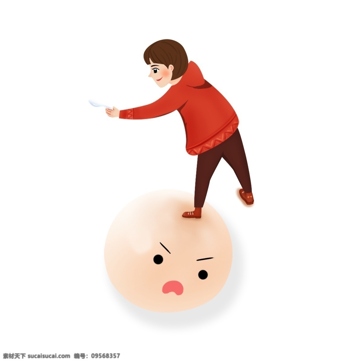 踩 汤圆 人物 元素 女孩 设计元素 简约 创意元素 人物元素 汤圆上的人物 手绘 元素装饰 元素设计 手绘元素 psd元素