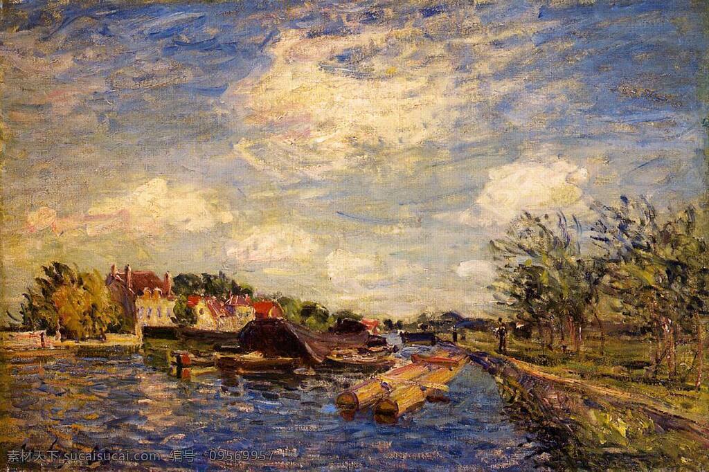 sisley 印象派 风景 自然 油画 装饰画 法国 画家 阿尔弗雷德 西 斯莱 alfred