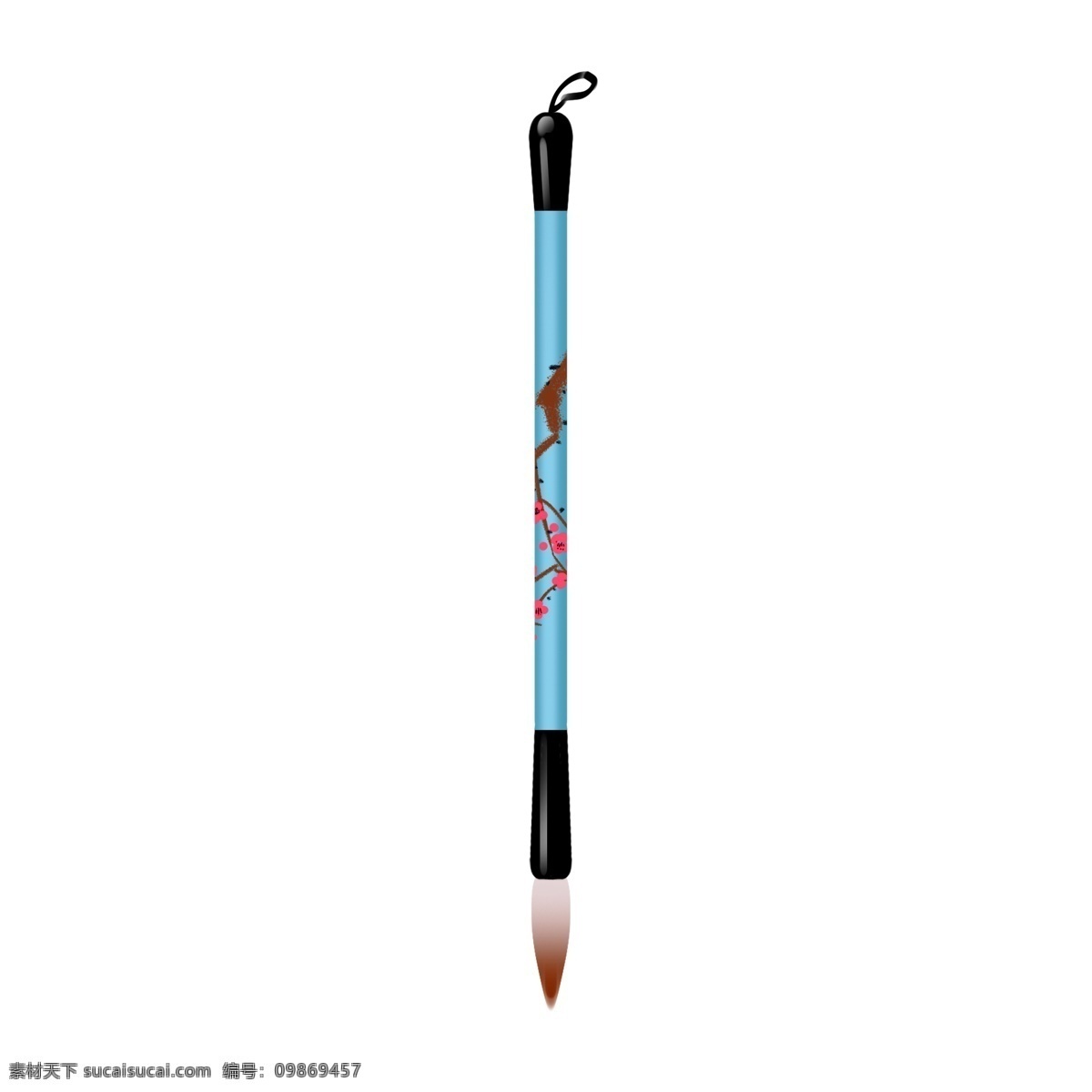 写字 毛笔 卡通 插画 蓝色的毛笔 卡通的插画 笔的插画 写字用笔 学习用品 文具的笔 长长的毛笔