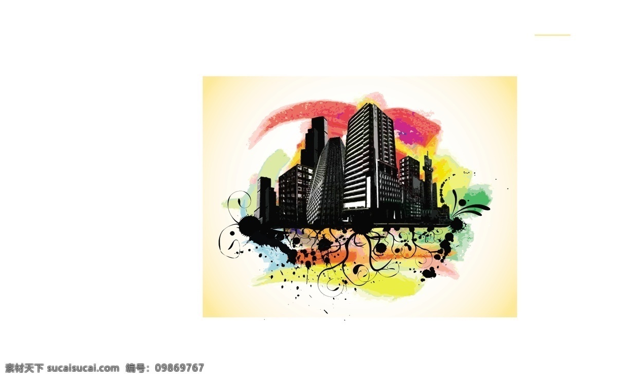 款 潮流 城市 建筑 插画 潮流城市 城市插画 城市建筑 高楼大厦 花纹 墨迹 人物剪影 矢量素材 圆圈 矢量图 建筑家居