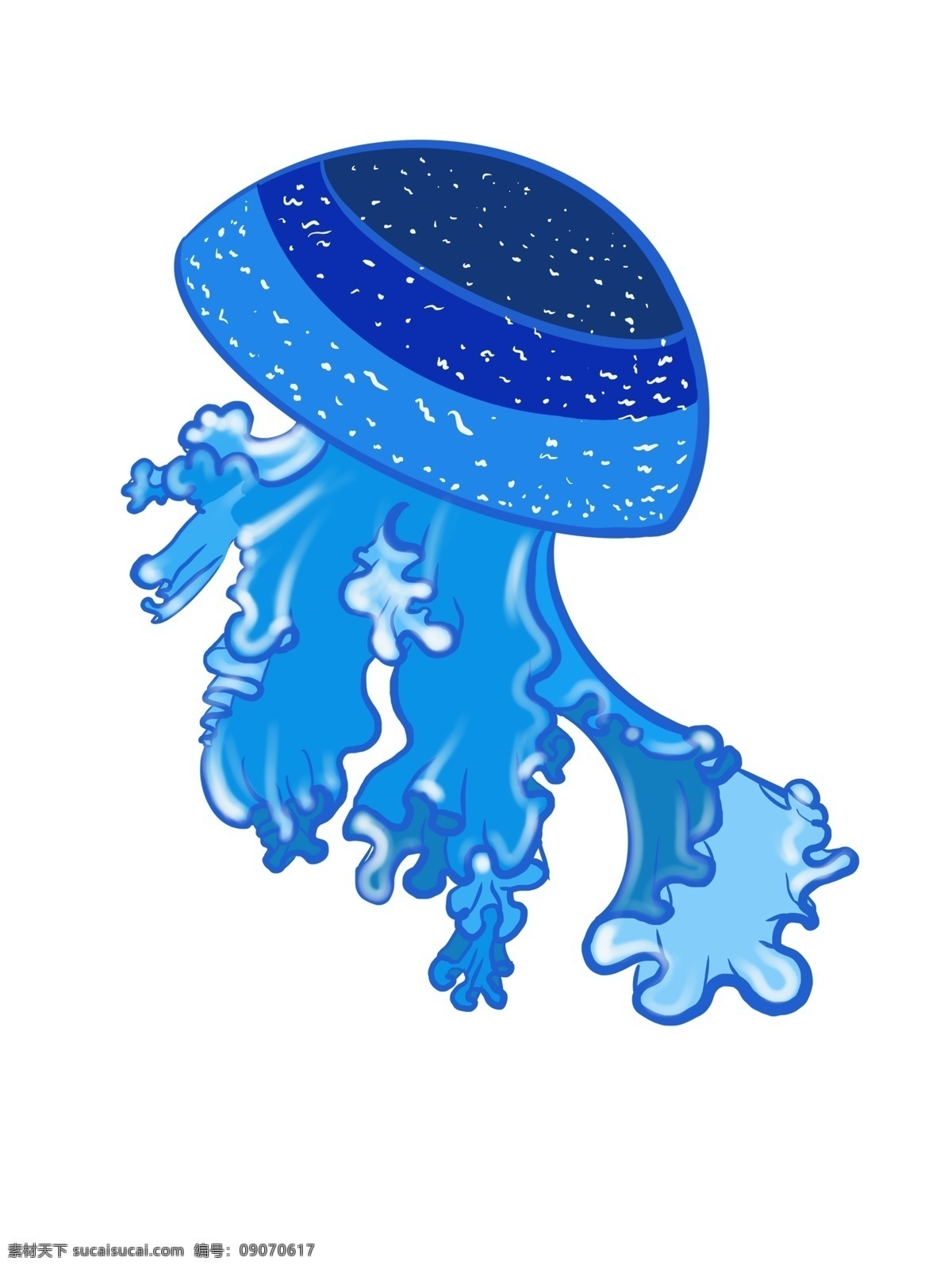 蓝色卡通水母 蓝色 生物 水母