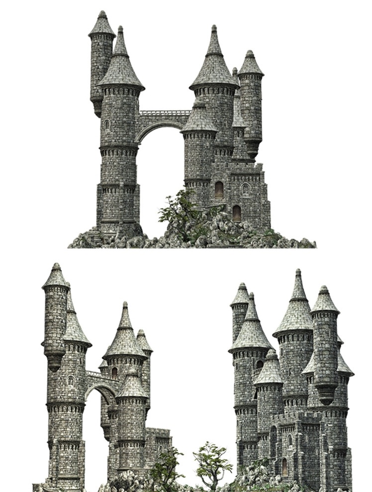 城堡素材 3d 古代城堡 哥德式风格 幽暗城堡 分层