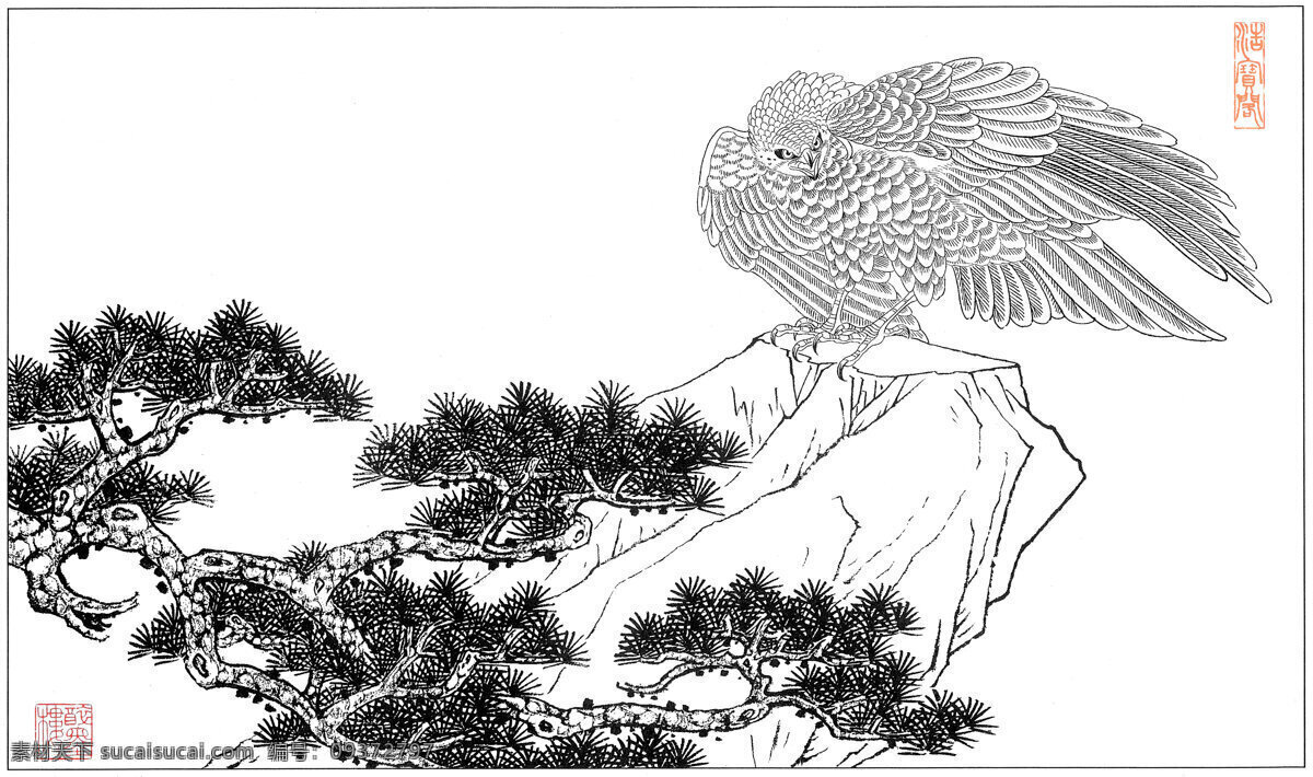 雄鹰 石雕 浮雕 老鹰 白描 中国传统建筑 生物世界 野生动物