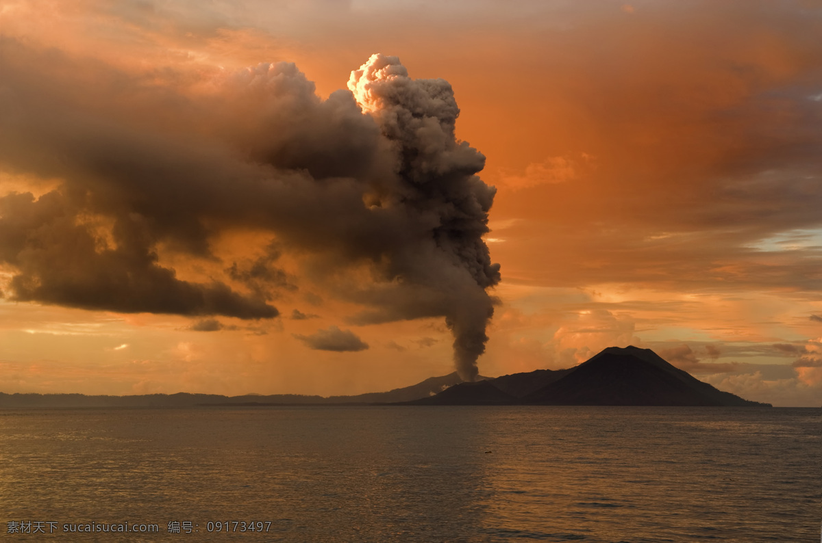 塔乌鲁火山 活火山 风景 大海 巴布亚 纽 几内亚 自然风景 自然景观