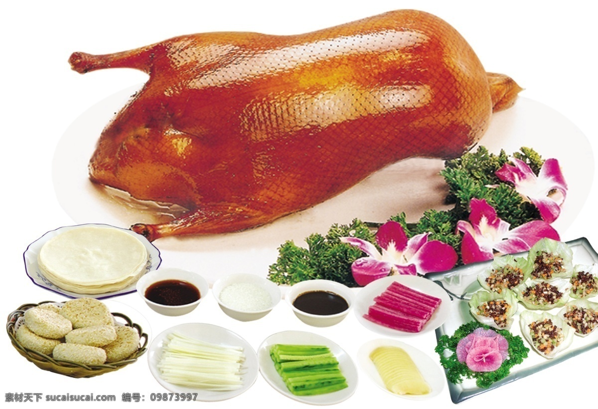 精美烤鸭 烤鸭 美味 酱料 全鸭 可口 分层