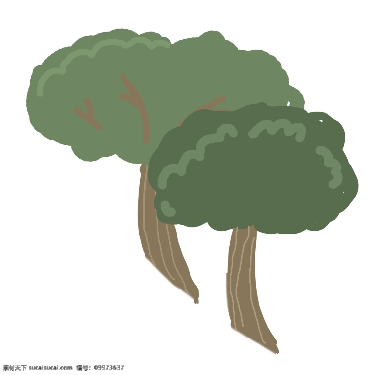 简约 植物 树木 插画 卡通 彩色 水彩 创意 手绘 绘画元素 现代 装饰 图案