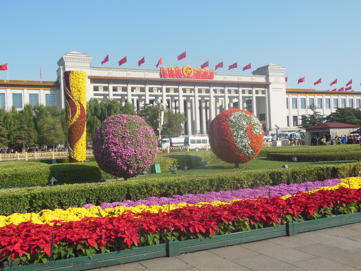 中国 国家博物馆 博物馆 建筑素材 建筑摄影 天空 花朵 国庆节鲜花 建筑园林