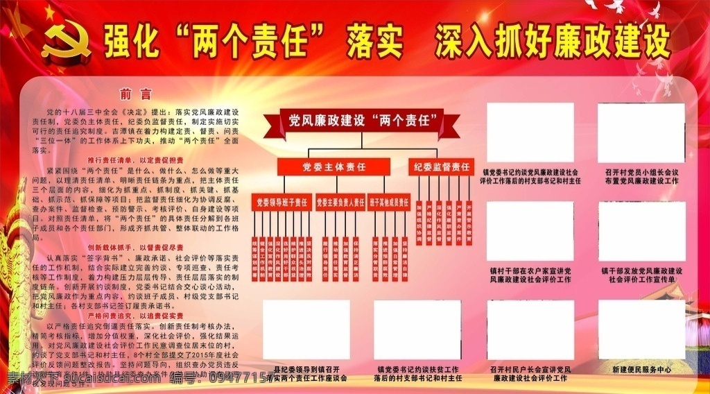 两个责任 廉政建设 责任展板 海板 责任宣传栏
