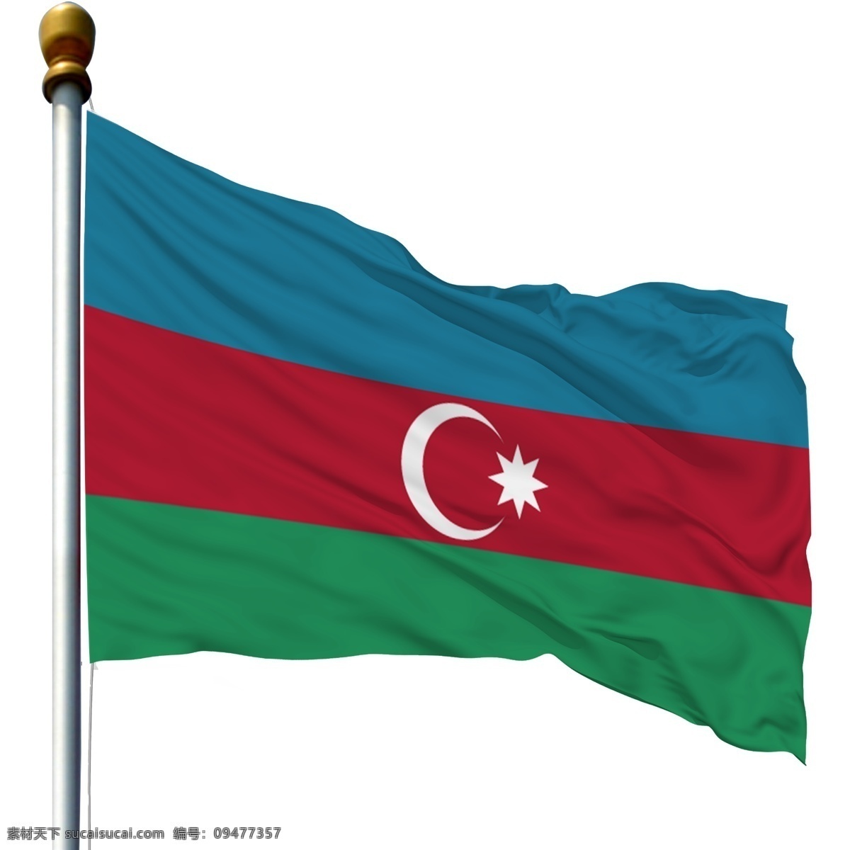 带 旗杆 阿塞拜疆 国旗 飘扬的旗子 带旗杆的旗子 带旗杆的国旗 飘扬 阿塞拜疆国旗