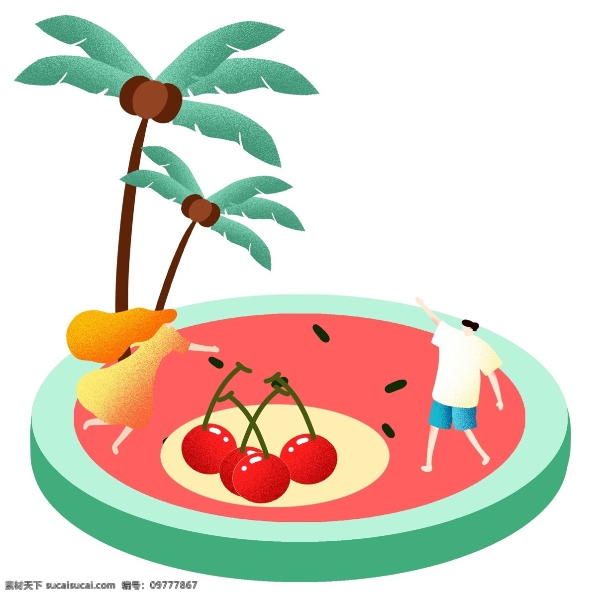 夏季西瓜地毯 度假 椰树 椰子 小清新 吃货 夏天