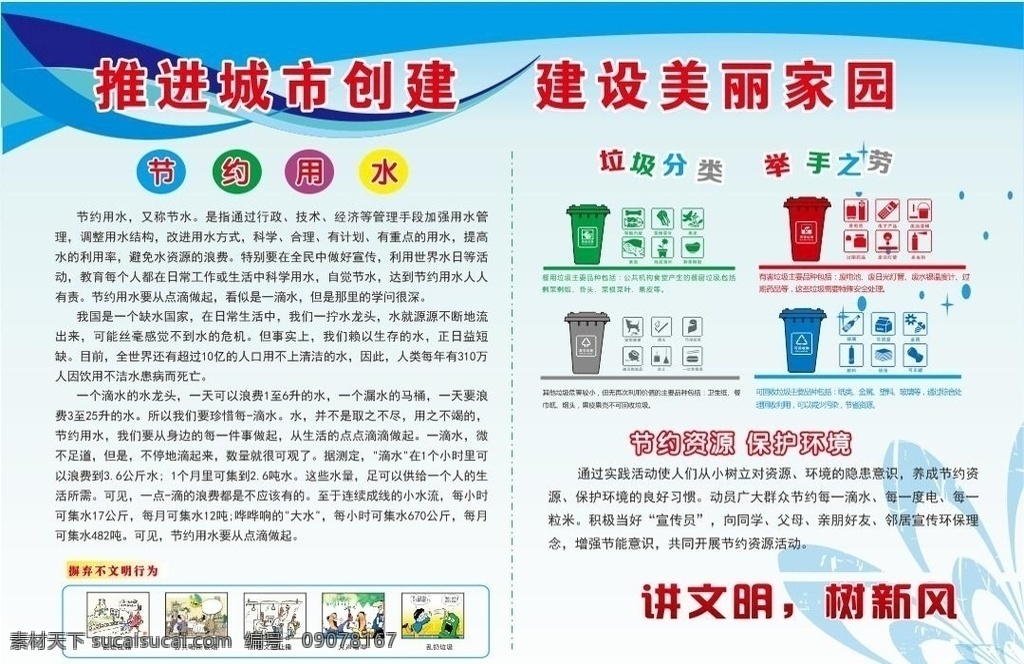 推进城市创建 建设美丽家园 创建文明城市 垃圾分类 节约用水 讲文明 创卫