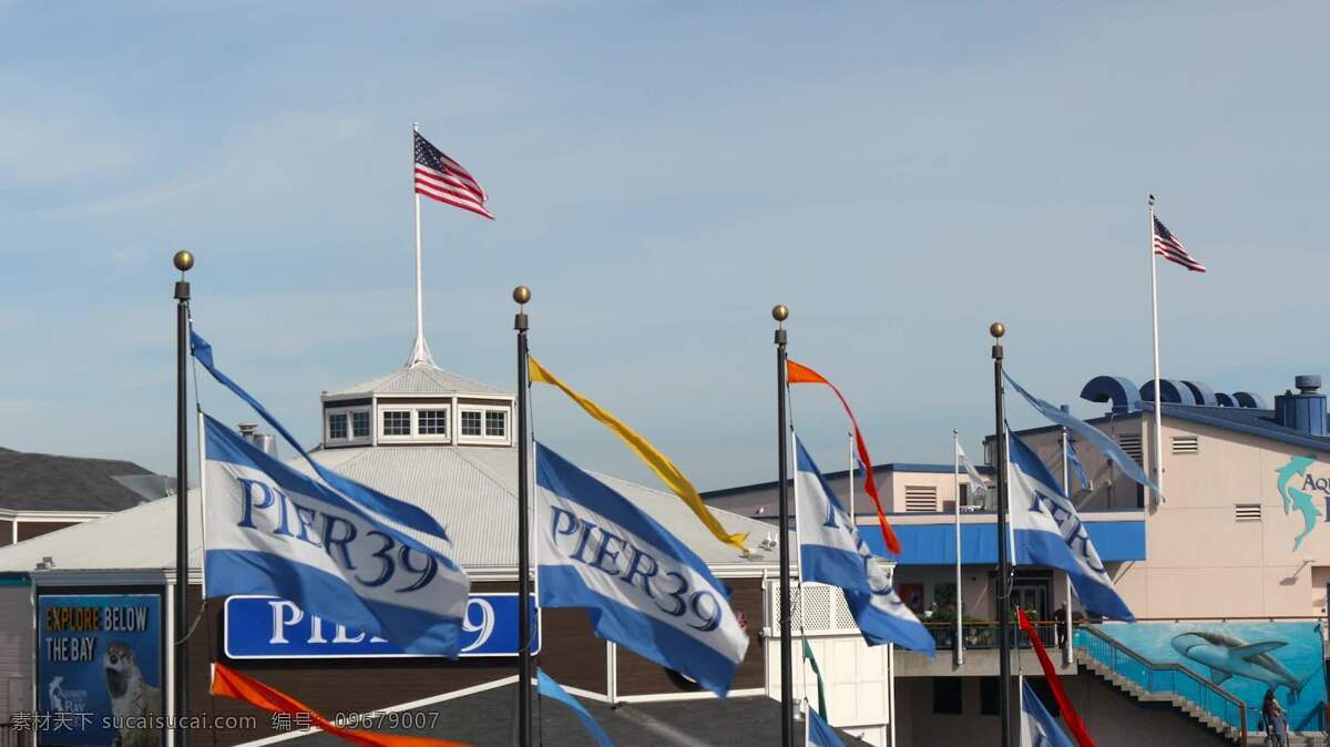 三藩 39 号码 头 飘扬 旗帜 城镇和城市 世界国旗 加利福尼亚 美国 旅行 地标 吸引力 旅游 城市的 旅行者 偶像 标志性的 旅游景点 历史的 著名的 39号码头 码头 飞行