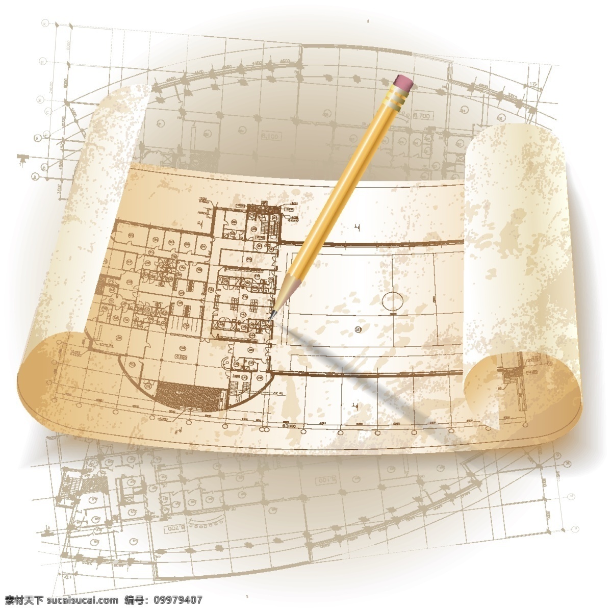 建筑 图纸 铅笔 矢量 建筑图纸