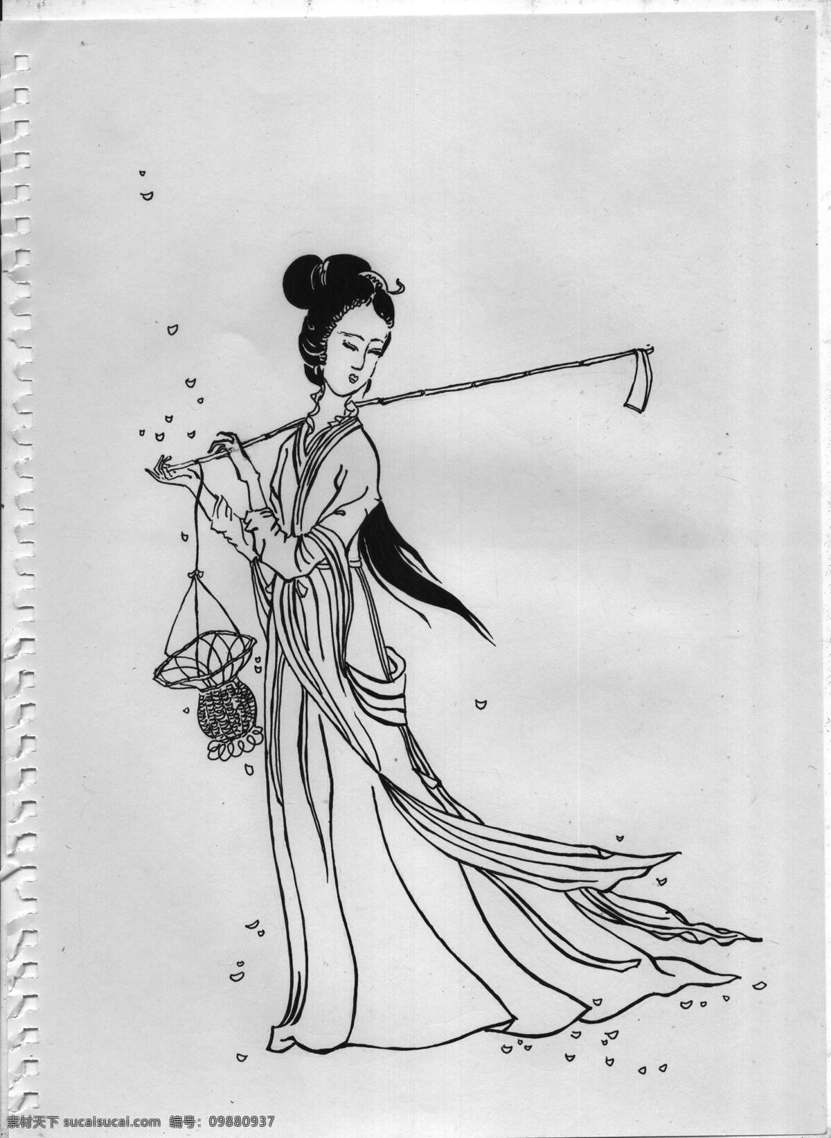 黛玉葬花手绘 黛玉葬花 绘画书法 文化艺术