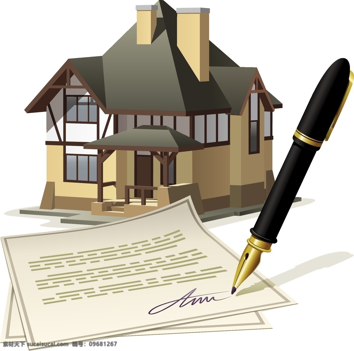 钢笔 签字笔 文具 签字 书写 支付 矢量 房子别墅 生活用品 生活百科