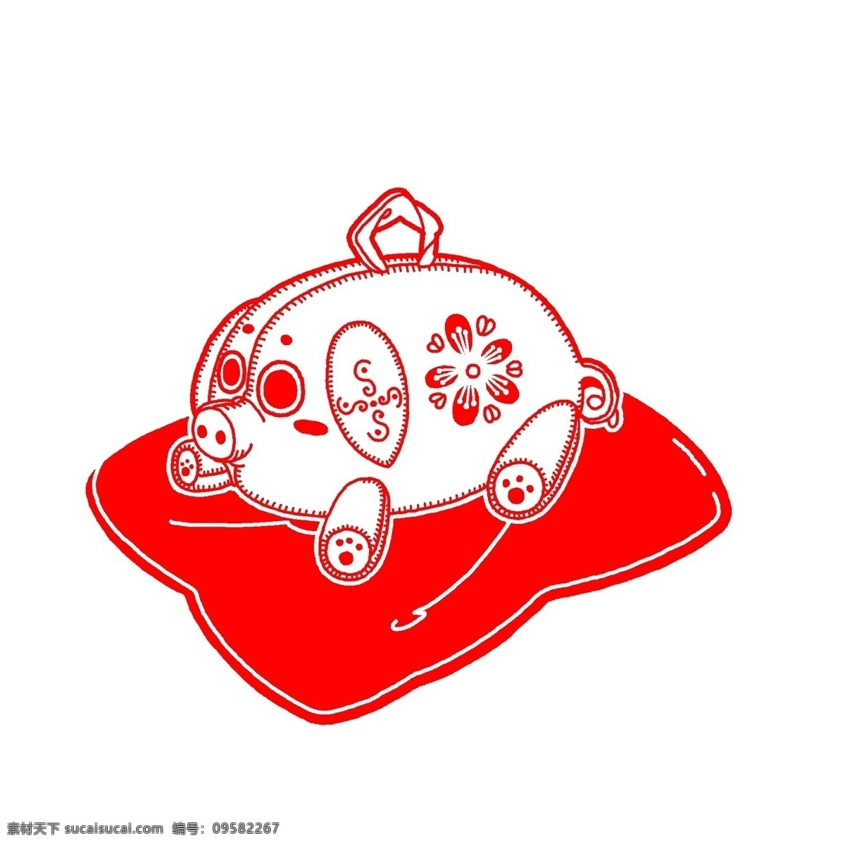 新年 猪 剪纸 插画 猪剪纸 红色 红色剪纸 中国风剪纸 艺术剪纸 新年剪纸 新春剪纸插画