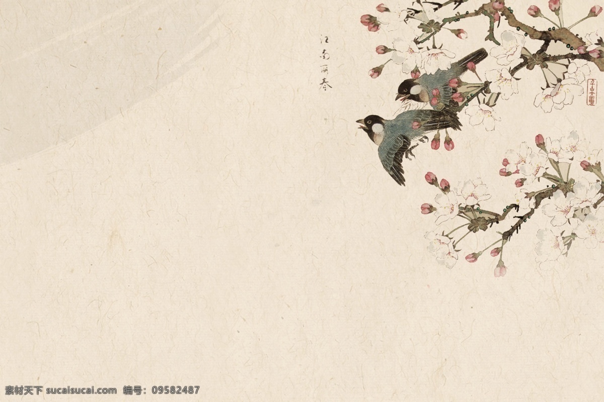 优雅 古风 水墨 荷花 背景 中国风 时尚 创意 海报背景 简约 意境 小鸟