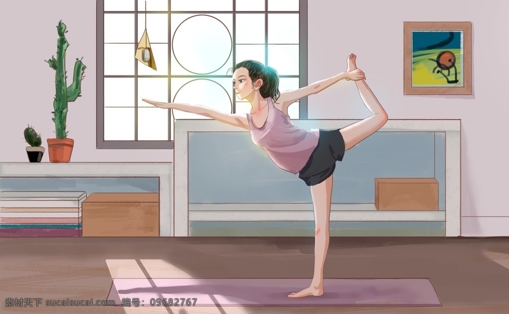 人物 运动 插画 卡通 背景 海报 素材图片 清新 类 分层