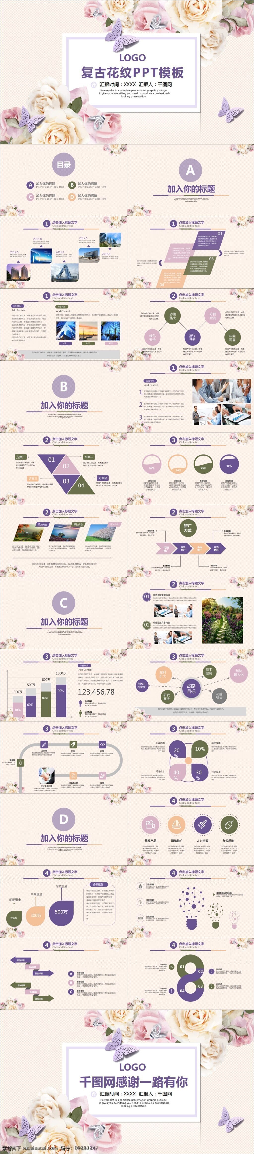 复古 花纹 模板 工作 汇报 ppt模板 简约ppt 粉色 节日庆典 工作总结