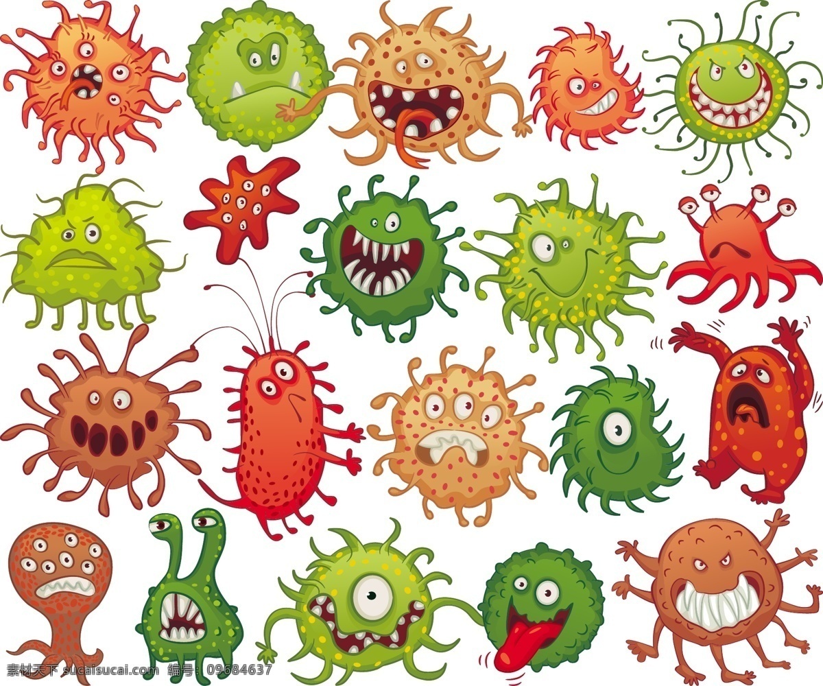 卡通 细菌 病毒 健康 病菌 矢量图 矢量 高清图片