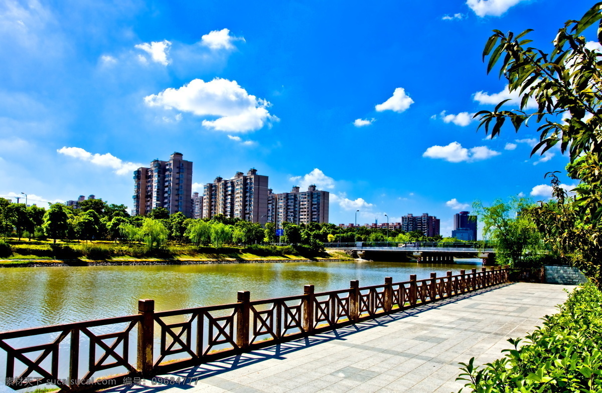 北蔡风景 环境 空气 河道 蓝天 白云 自然风景 自然景观