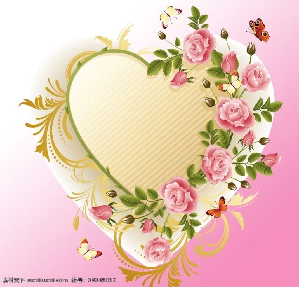 爱心玫瑰相框 心形 玫瑰花 花边 相框 粉色 粉红 淡雅