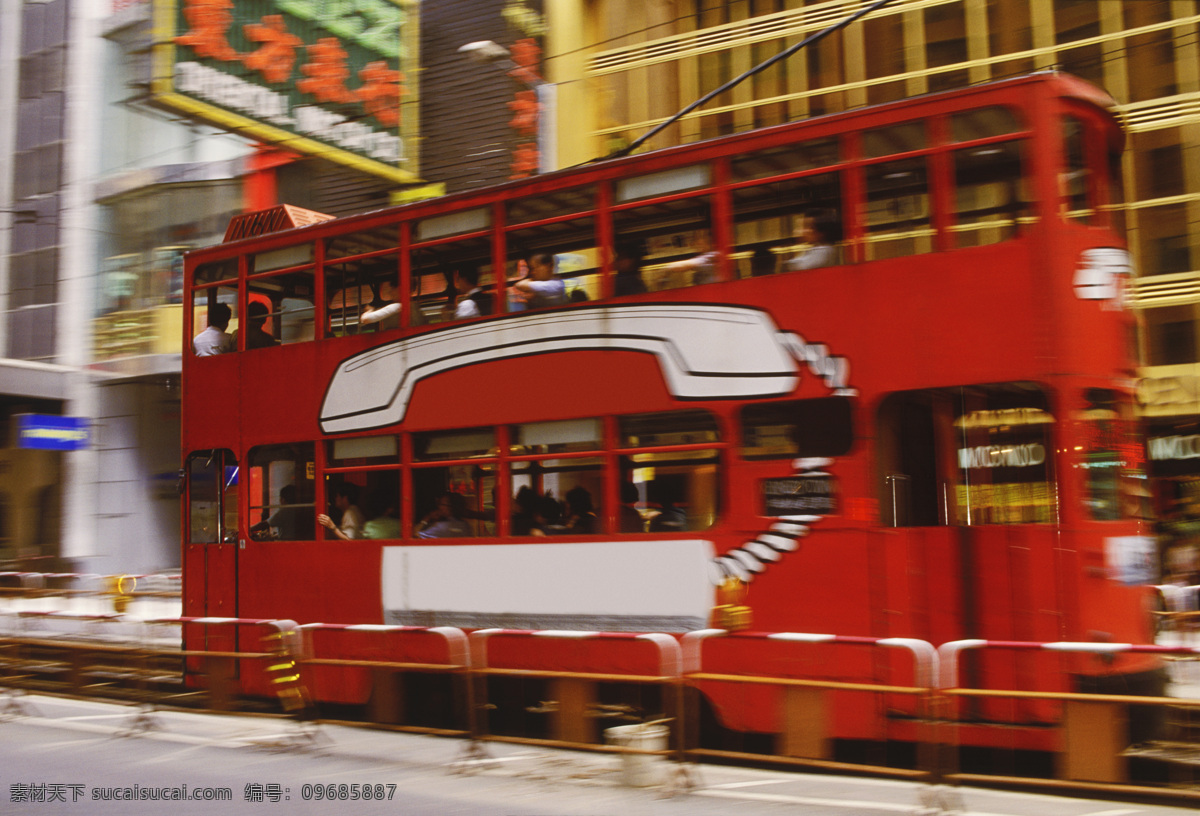 香港 街道 上 电车 高清 黑乎乎 城市风光 建筑 风景 繁华 繁荣 车辆 两层 摄影图 高清图片 环境家居