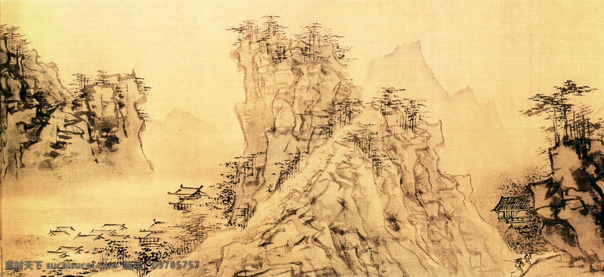 山石 壮胆 国画 绘画 水墨 中国画 山石壮胆 家居装饰素材 山水风景画