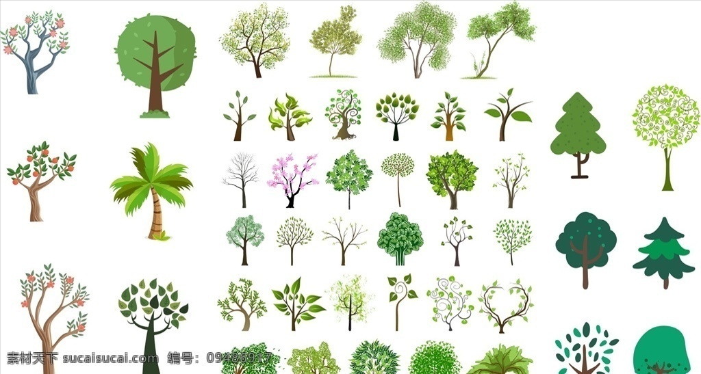 绿树矢量 矢量树 树 大树 矢量绿树 树木矢量 开花的树 传统文化 自然景观 建筑园林