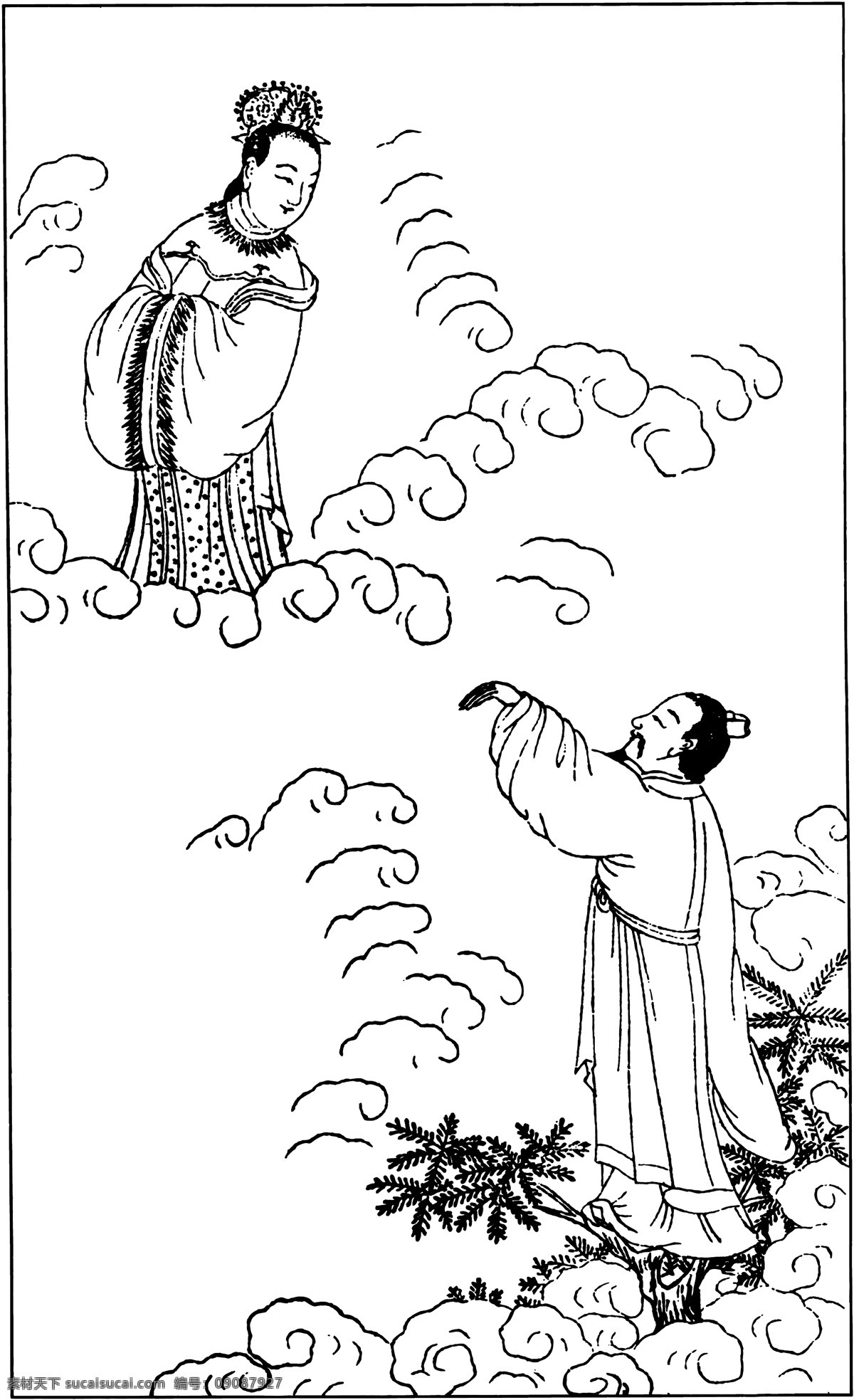 古版画 教化类 人物画 矢量 格式 eps格式 设计素材 古版画篇 版画专辑 矢量图库 白色
