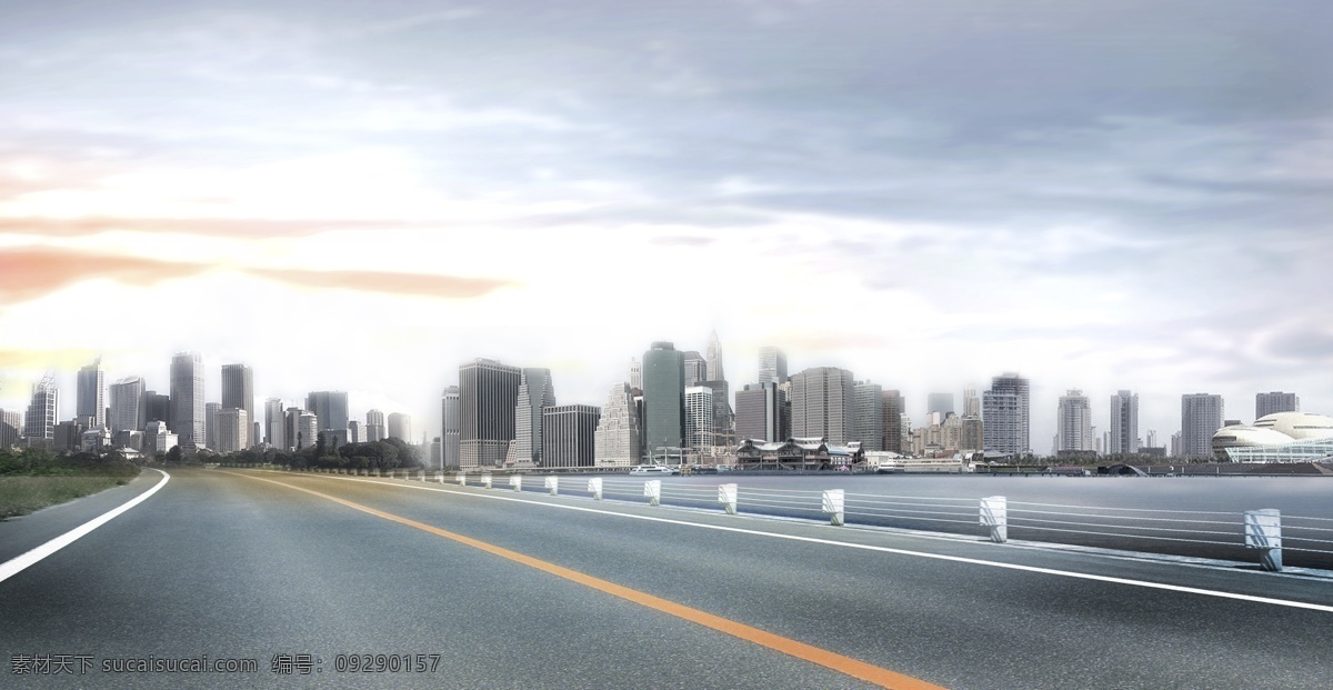 科幻 大气 天空 云海 建筑 现代 都市 海报 海报背景图