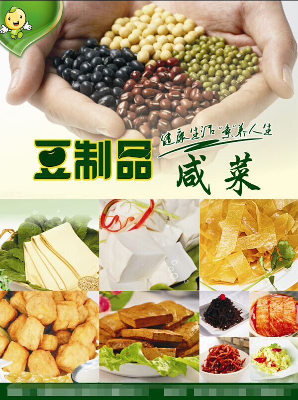 豆制品海报 豆制品 豆腐 咸菜 豆 健康生活 素食 素