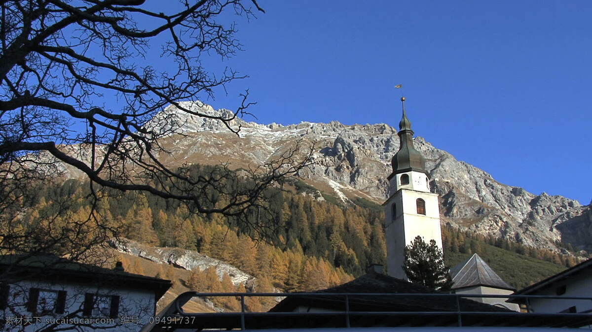 视频免费下载 2股票的录像 瑞士 教堂 splugen