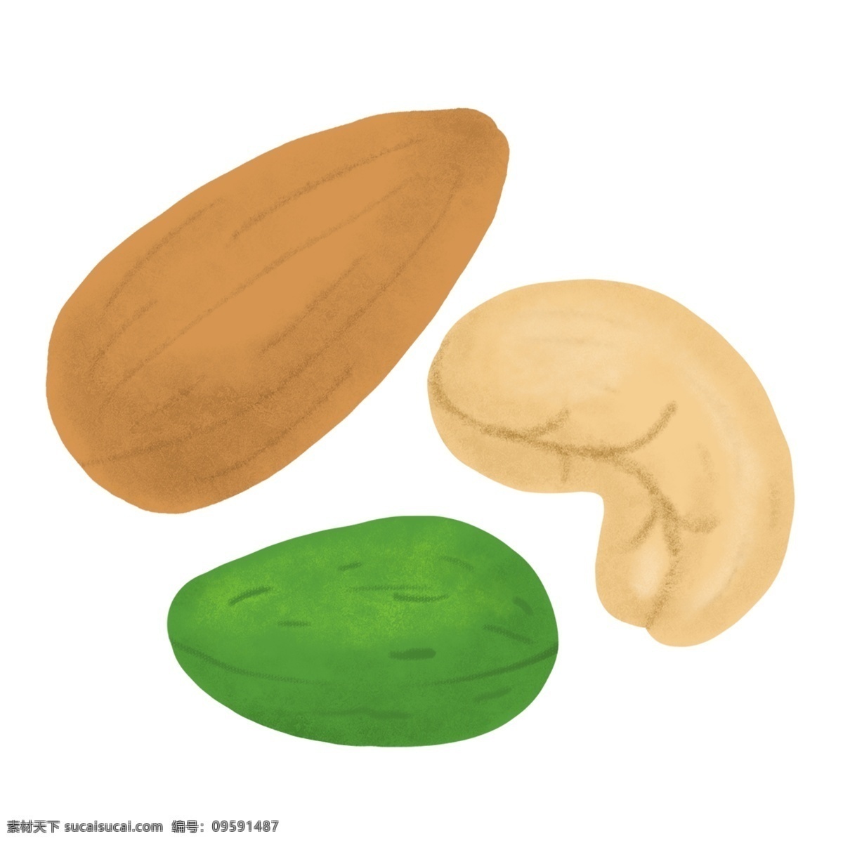 美味 坚果 果仁 插画 弯弯的腰果 卡通插画 坚果插画 小吃插画 美食插画 休闲坚果 美味的果仁