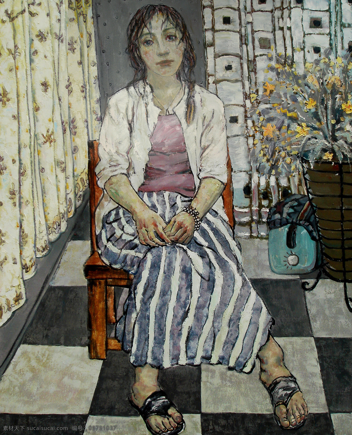 房间 姑娘 绘画书法 美术 女人 女子 人物画 忧郁 女孩儿 设计素材 模板下载 忧郁的女孩儿 油画 女青年 油画艺术 文化艺术