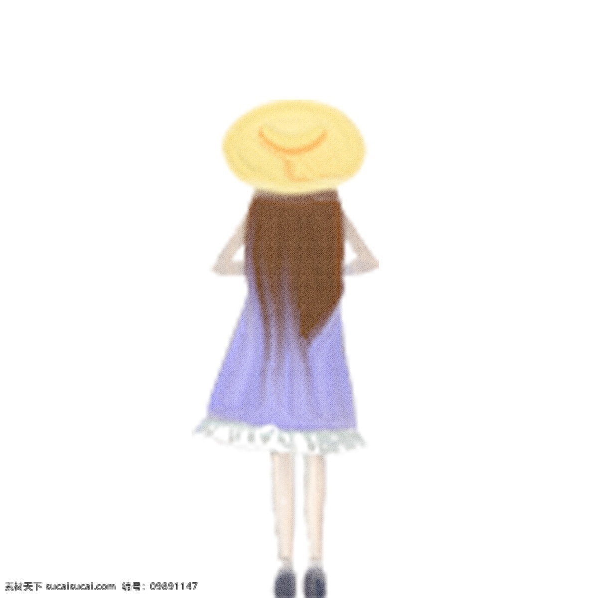 卡通 蓝色 裙子 女孩 免 抠 图 黄色的帽子 卡通人物 动漫人物 小女孩 时尚 免抠图