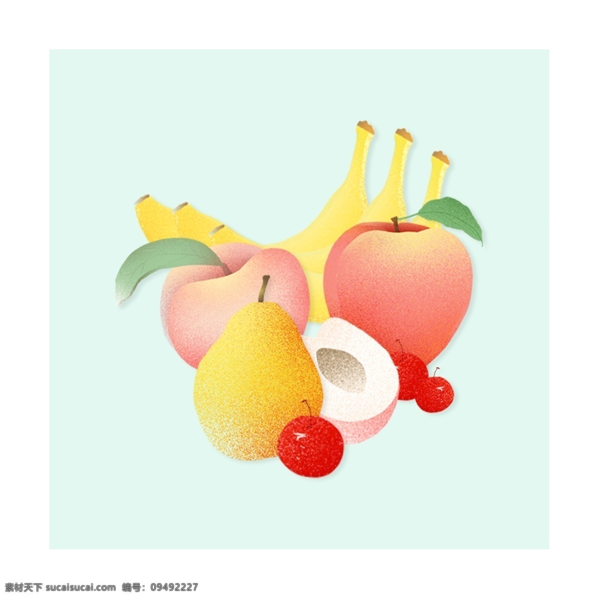 手绘 清新 水果 元素 插画 水果元素 装饰
