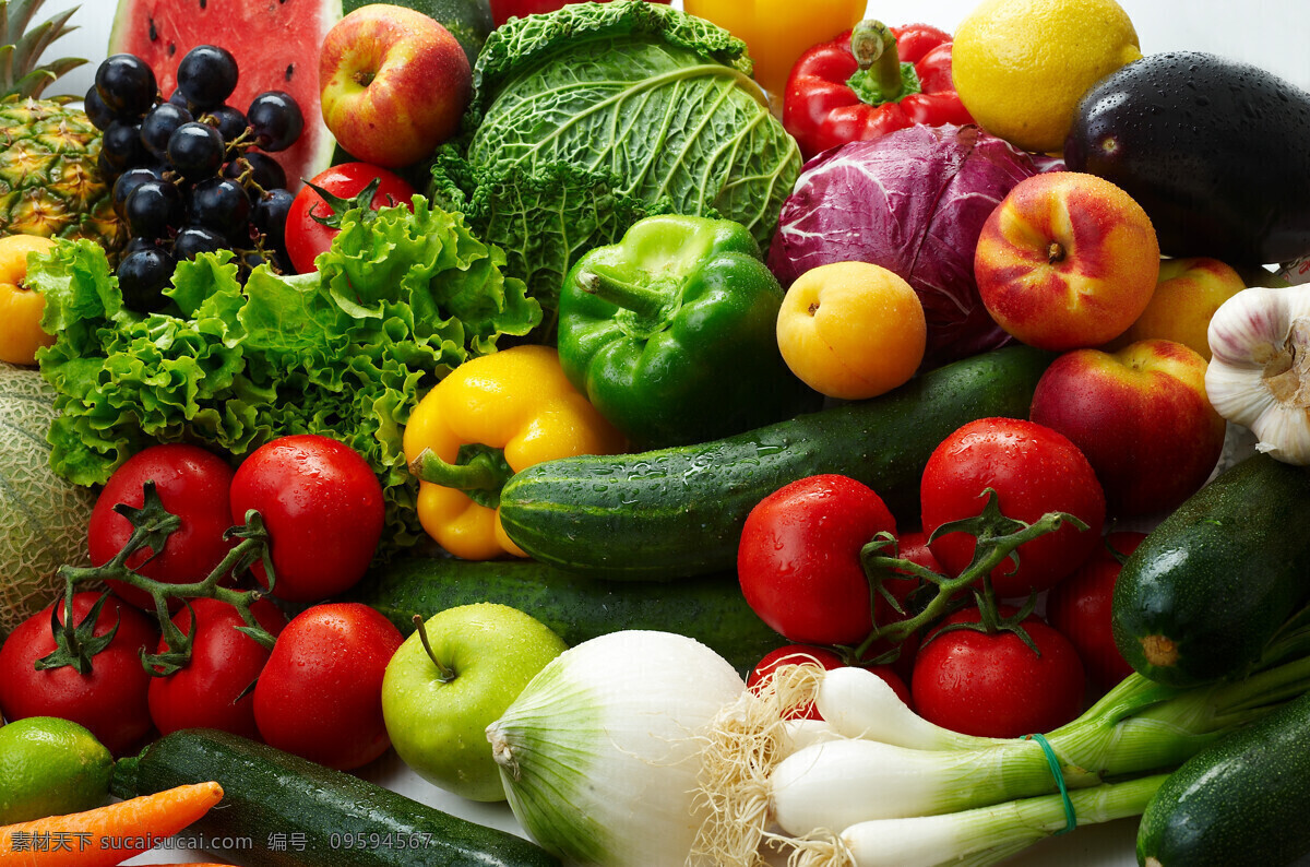 新鲜 蔬菜水果 新鲜蔬菜 辣椒 胡萝卜 茄子 大葱 蕃茄 西红柿 葡萄 黄瓜 蔬菜背景 果蔬 水果图片 餐饮美食