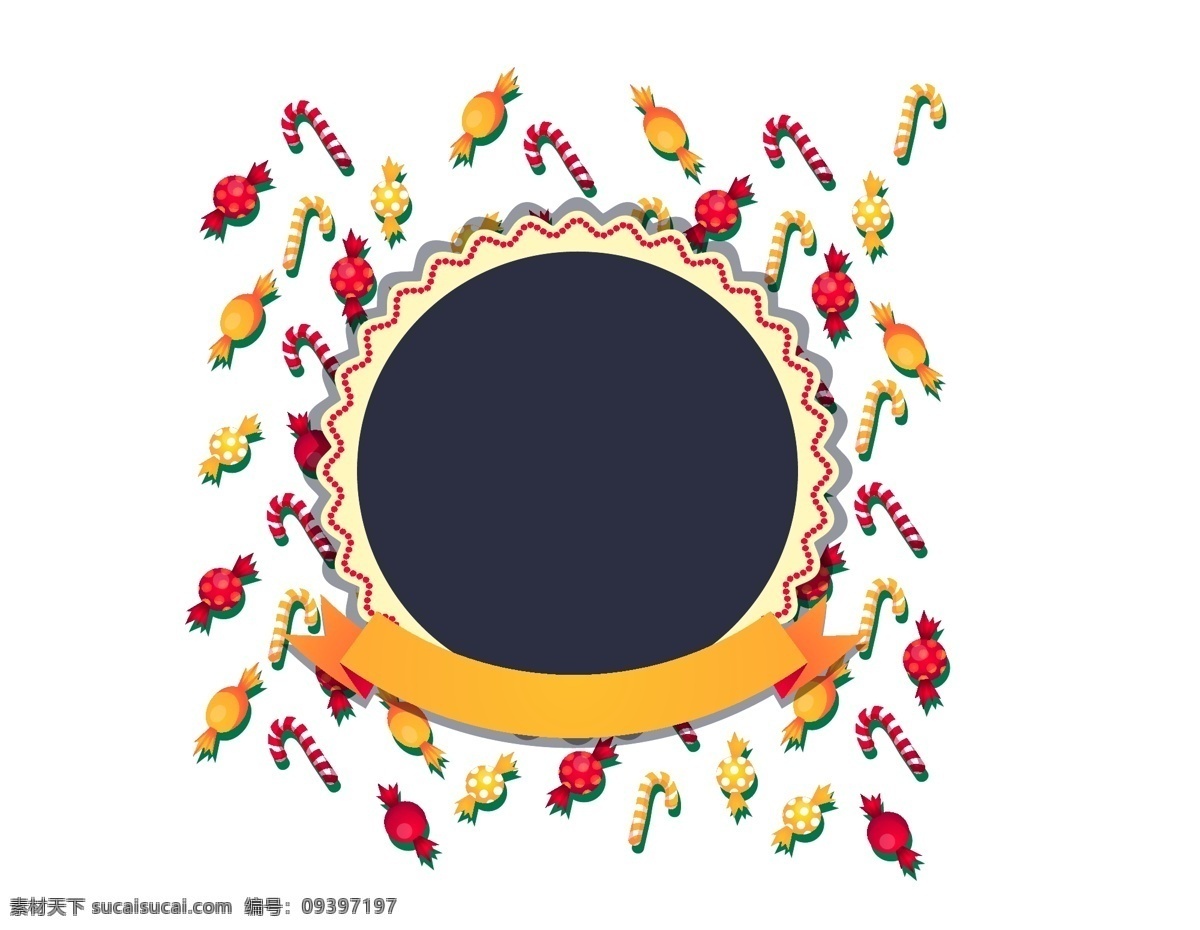 卡通 糖果 边框 元素 小清新 花纹边框 几何 飘带 手绘 黑色底纹 ai元素 矢量元素