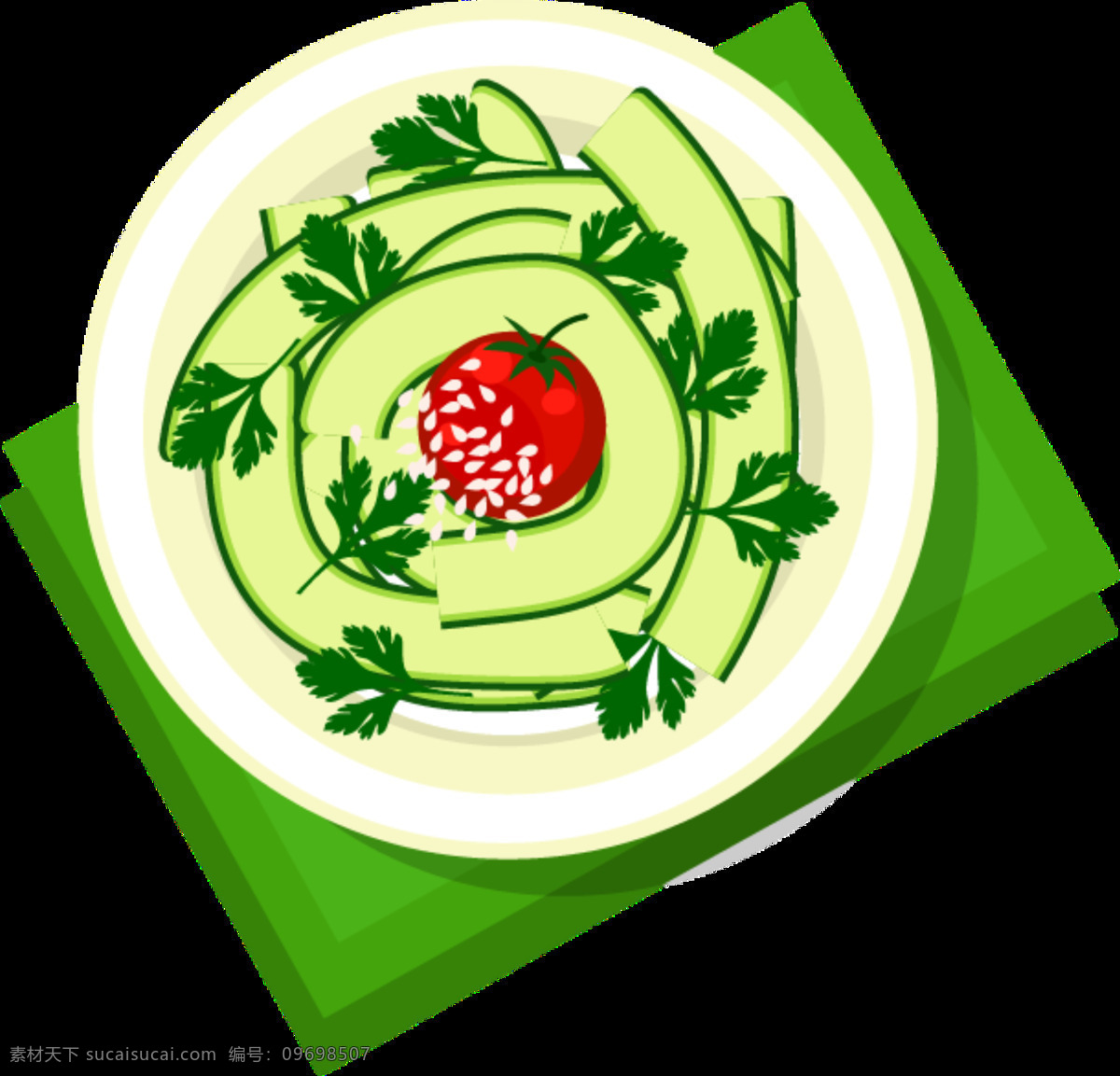 唯美 绿色 食物 装饰 元素 白色盘子 免扣 饰 透明 装