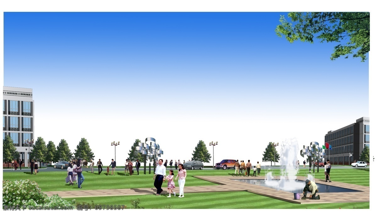广场 绿化 环境设计 环境 园林景观 psd素材 白色