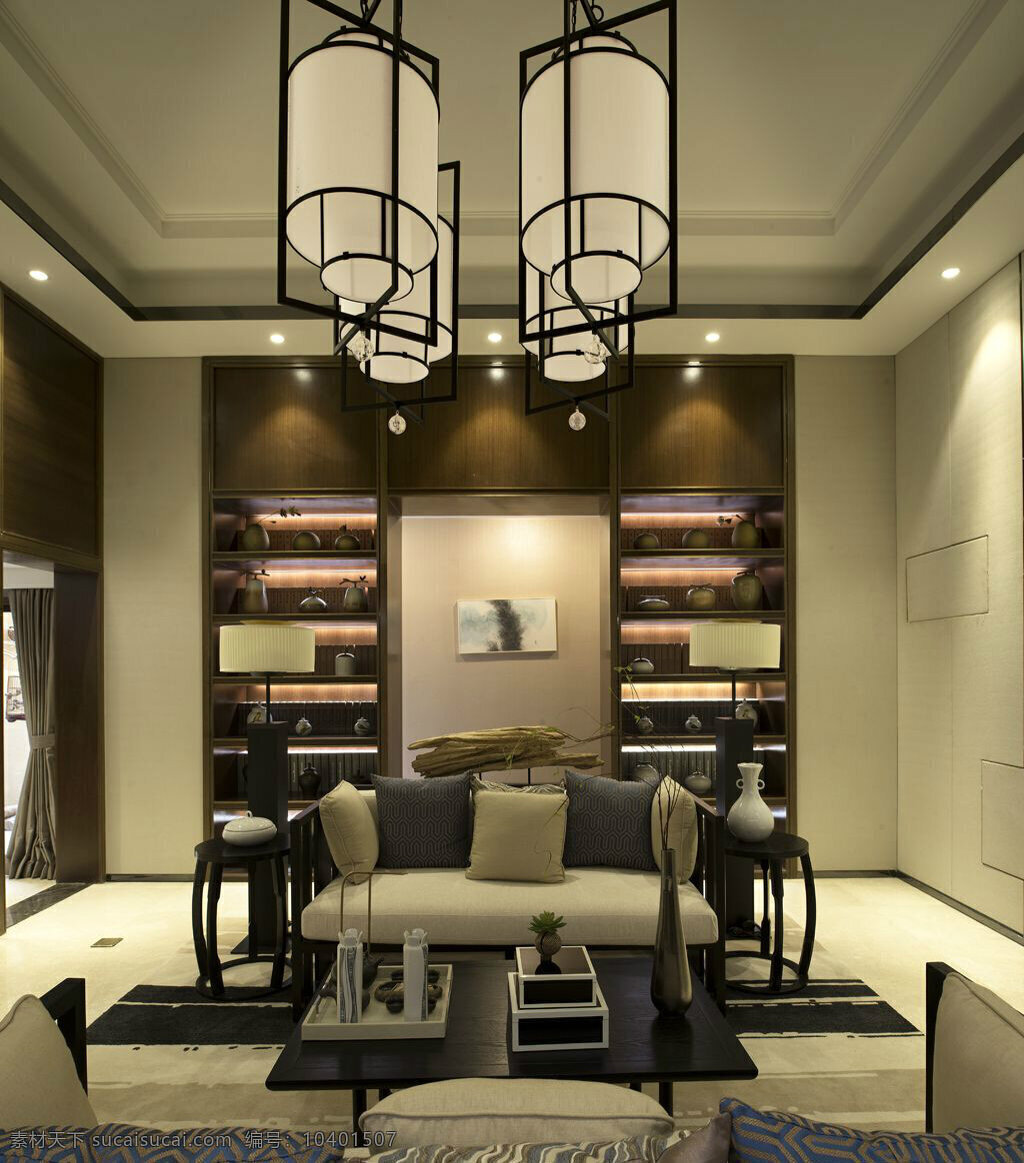 新 中式 时尚 大气 风格 客厅 创意 吊灯 效果图 新中式风格 客厅装修