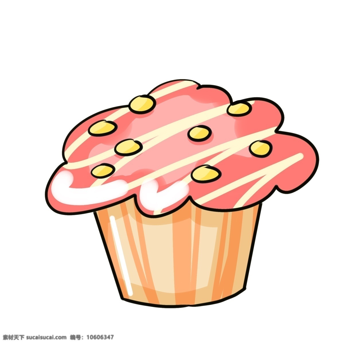 粉色 纸杯 蛋糕 插画 粉色的蛋糕 纸杯蛋糕 手绘蛋糕插画 美食插画 甜食插画 手绘甜品 卡通食物