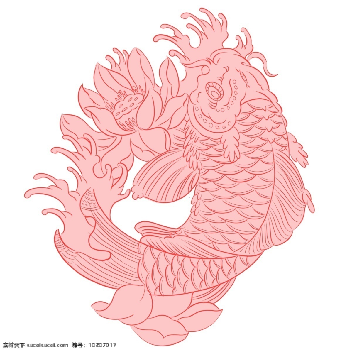 手绘 动物 红色 创意 中 国风 鲤鱼 手绘动物 创意鲤鱼 创意锦鲤 锦鲤剪影 鲤鱼剪影