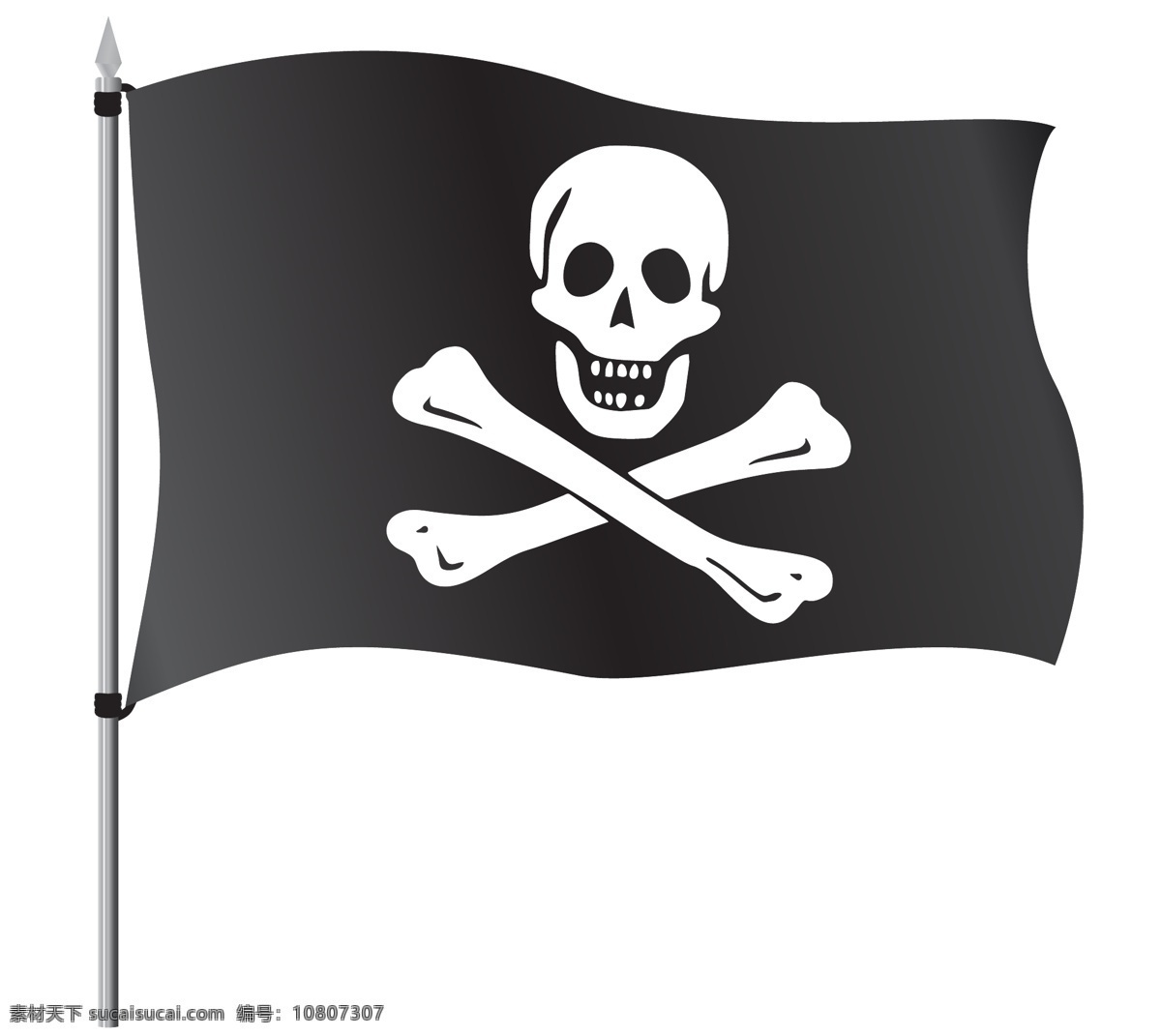 海盗旗 海盗 骷髅 旗子 生活百科 矢量素材 白色
